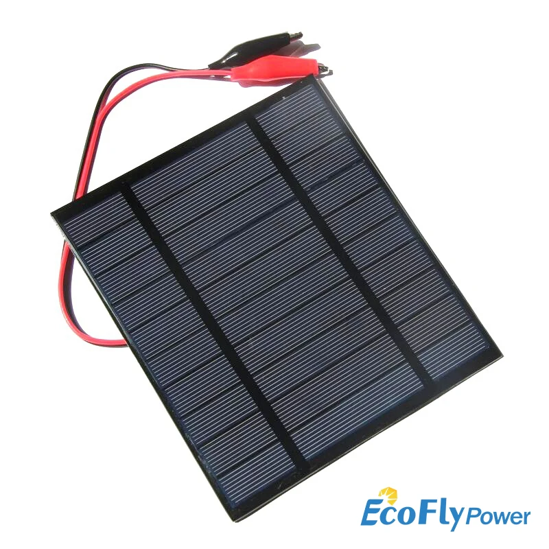 

2.5W 5V Solar Panel Charging Polysilicon Charging Board DIY Solar Glue Dropping Plate + Tiger Clip