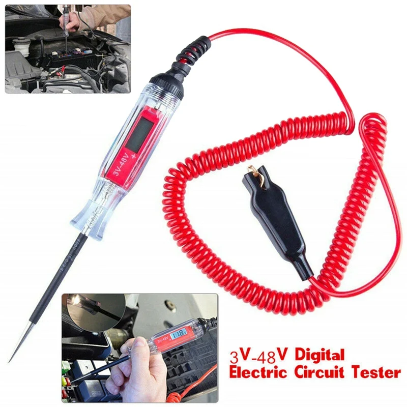 

3V-48V Digital Electric Circuit LCD Tester Car Boat Truck Voltage Power Probe for Cars, Boats, Trailers, Motorcycles