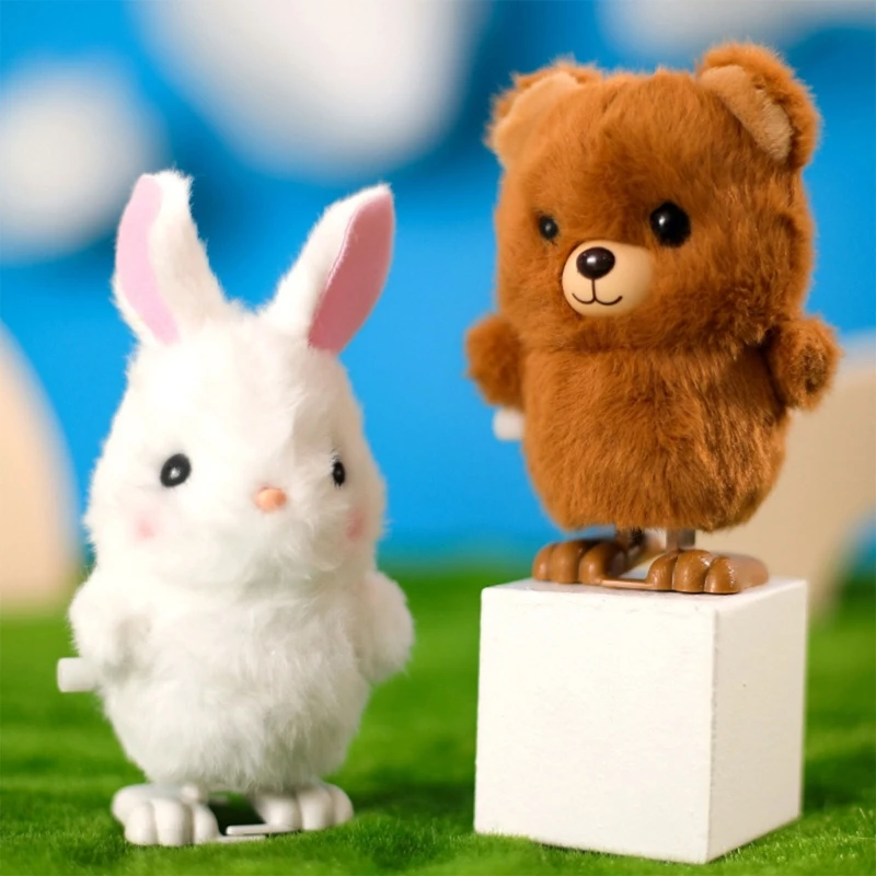 

Заводная игрушка «Медведь-кролик» для детей, забавная игрушка с заводным ходьбой в виде животного для малышей
