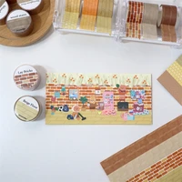 wood floor wall tile decorative tape sealing sticker washi tape diy frame scene design manual background collage stationery 5m