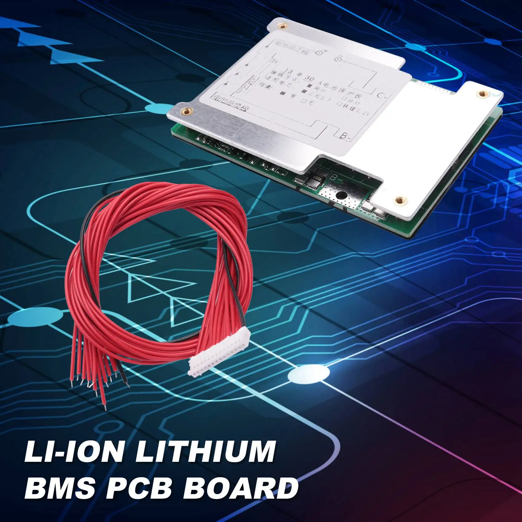 Фото Плата защиты литий-ионных/литий-полимерных аккумуляторов (BMS PCB) A65I 13S 48V 30A с балансировкой и радиатором для электровелосипедов и электросамокатов №5