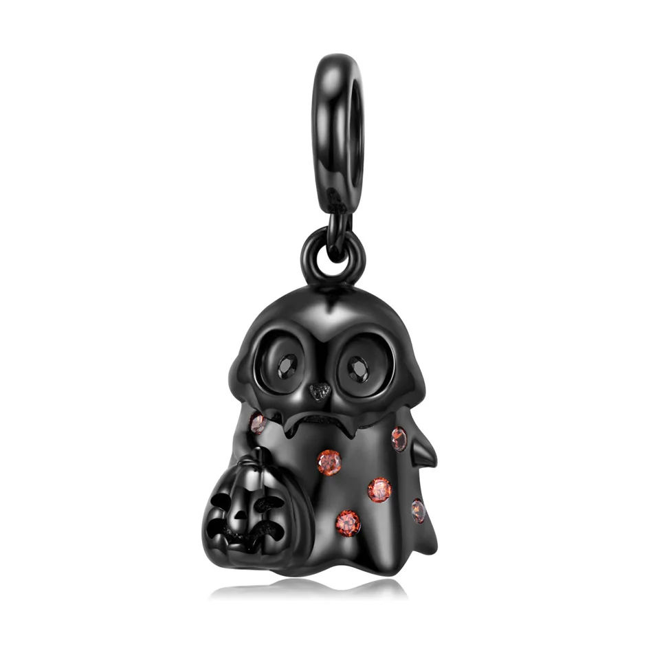 

Skeleton Ghost with Pumpkin Bag Dangle Charm fit Women Bracelet Necklace Lady Girl DIY Jewelry Gift S925 Sterling Silver Bead