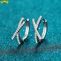 0.28ct Sterling Silver Genuine Moissanite Earrings Diamond x Letter Leverback Hoop Earrings Hypoallergenic Huggies for Women