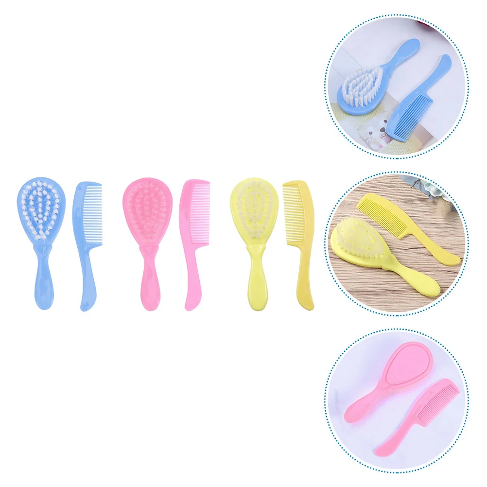 

6pcs/ 3 Sets Baby Comb Baby Shower Brush Newborn Scalp Massager Infant Hair Comb