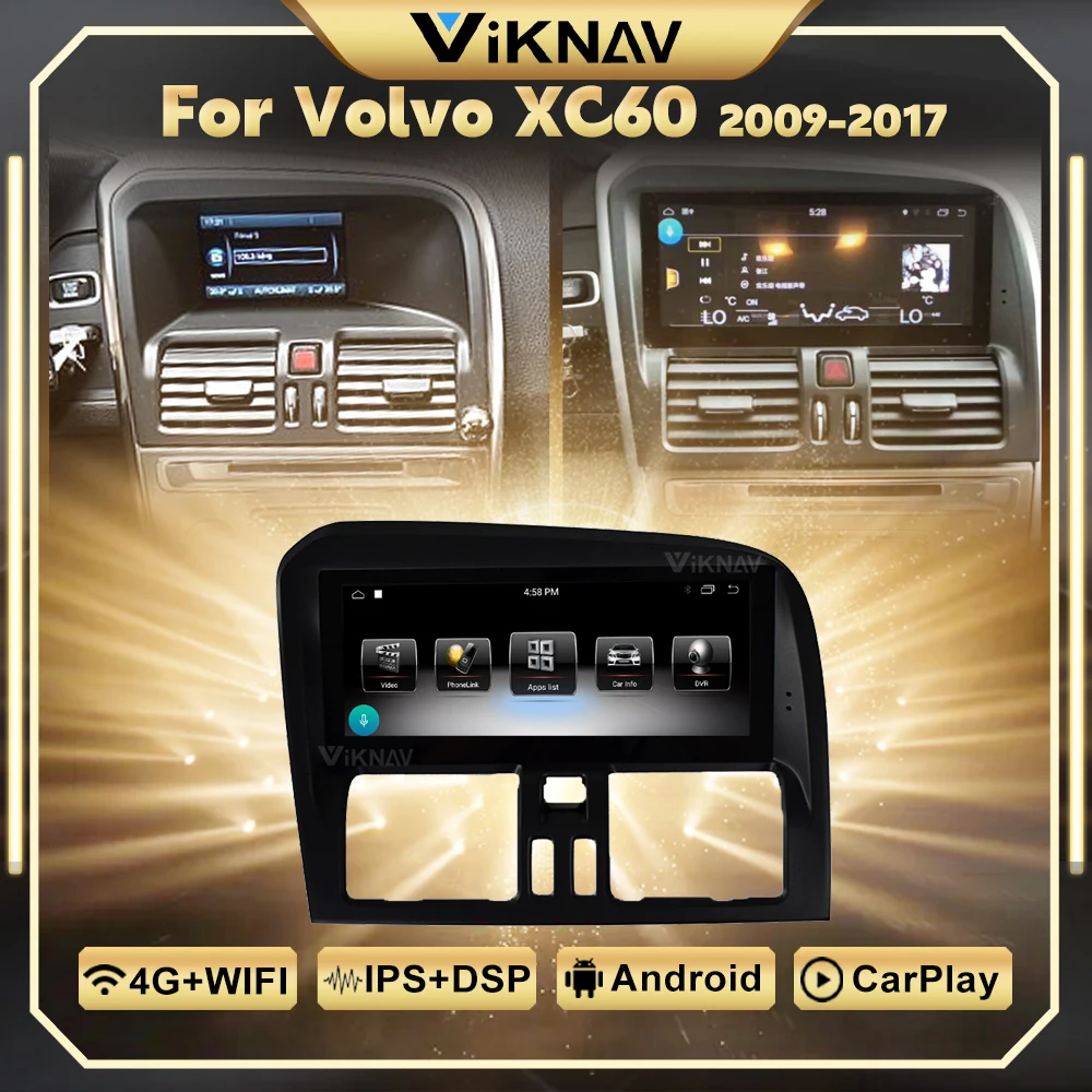 

Автомагнитола для Volvo XC60 2009-2017, мультимедийный видеоплеер с GPS-навигацией для Carplay, BT, DVD, Авторадио с сенсорным экраном, головное устройство