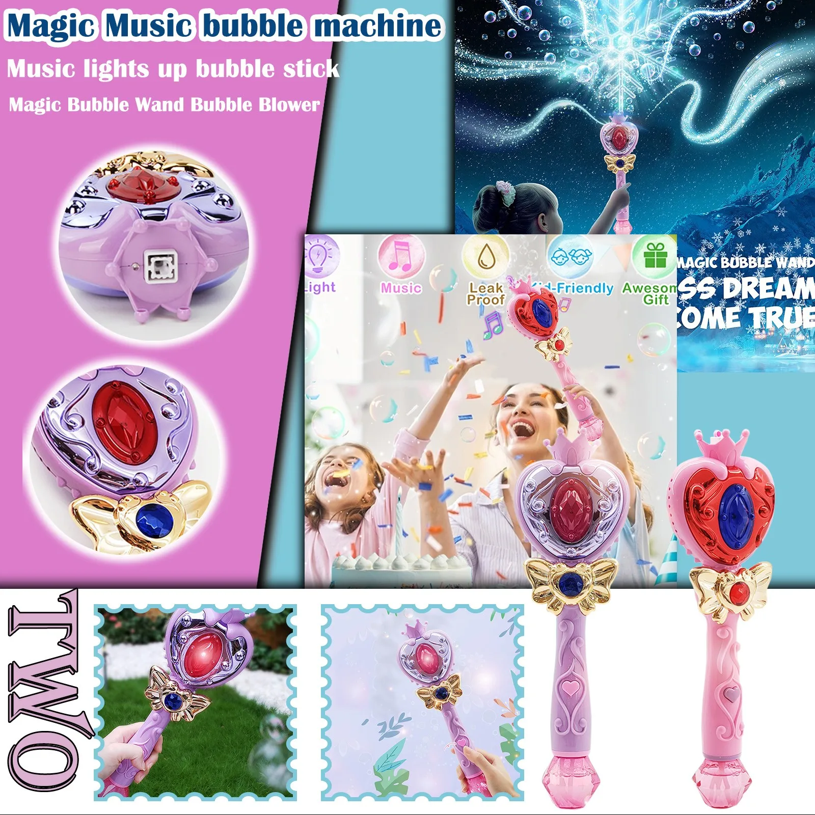 

Toy for 2 Year Old Boy 2 Year Old Girl Gifts WandMagic Light-up Bubble 80ml Musical Bubble Bubble Wand Blower Bable Toy