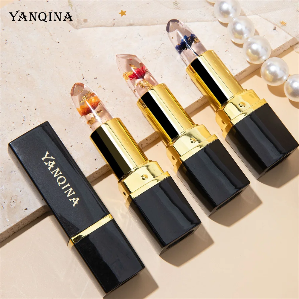 

Flower Color-changing Lip Balm Non-stick Cup Warm Change Lipstick Blue Red Gold Rose Three-color Jelly Anti-dry Lip Balm Makeup