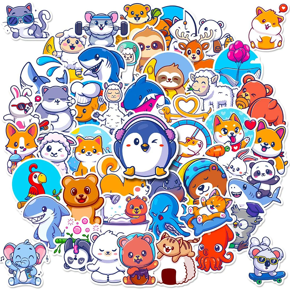 

10/30/50pcs Funny Cute Mix Animal Graffiti Stickers Decals Decoration Laptop Phone Notebook Luggage Stationery Sticker Kids Toy