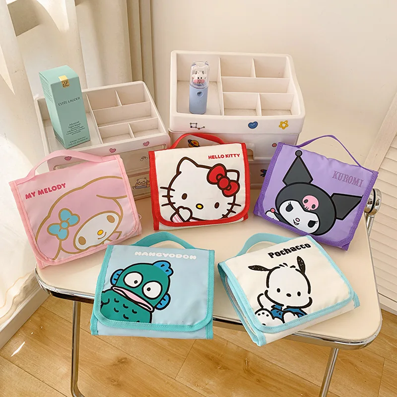 Аниме мультфильм Sanrio Hello Kitty Cinnamoroll Kuromi складная косметичка большая вместительная