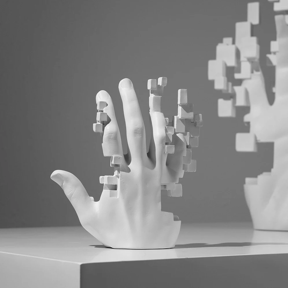 

Modern Nordic White Art Sculpture Modern Artist Living Room Decor Hand Finger Statue Ornament Simple Desk Accessories Decor Gift