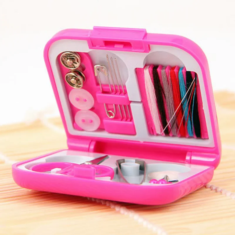 

Portable Sewing Tool Kit Full Set Color Thread Needles Scissor Tweezers Needle Kit Mini Travel Quilting Thread With Storage Box