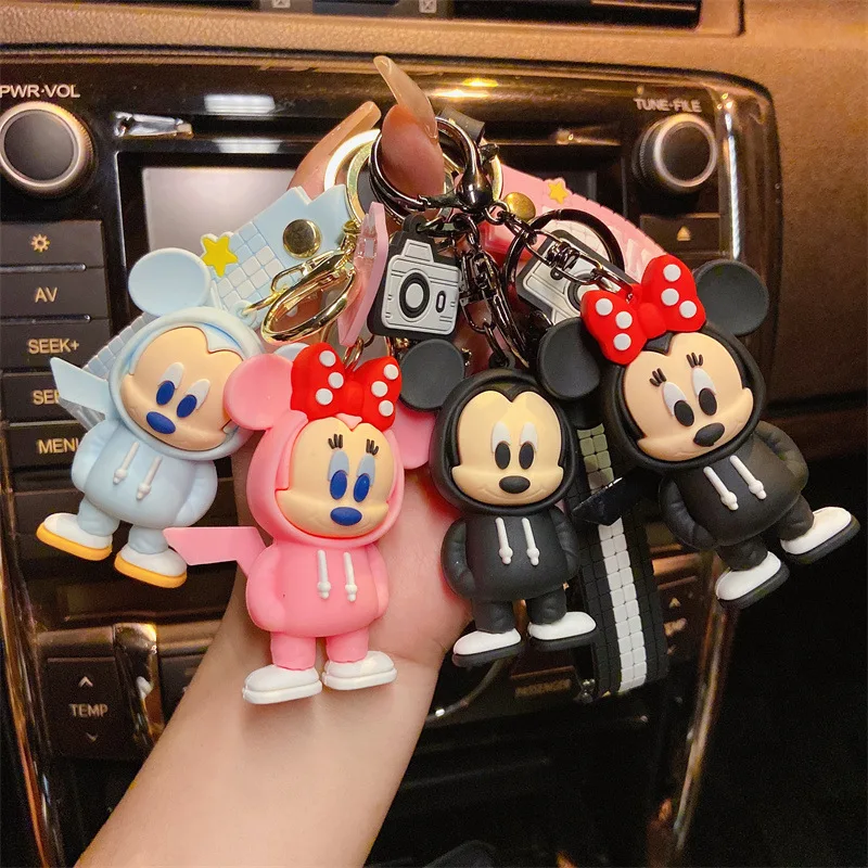 

Disney Anime Cartoon Model Mickey Keychain Edward Pooh Tigger Mouse Minnie Figure Donald Duck Piglet Stitch Keyring Toy Gift