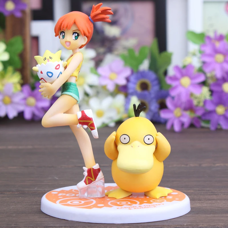 

10.5CM Pokemon Anime Figures GK Misty Action Figure Pocket Monster Psyduck Togepi Statue Figma Model Kawaii Doll Toys For Kids
