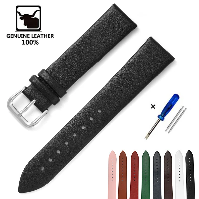 New Soft Thin Genuine Leather Watch Straps 20mm 22mm for Samsung Galaxy Gear S3 Active 2 Calfskin Watchband 12 14 16 18 20 - купить по