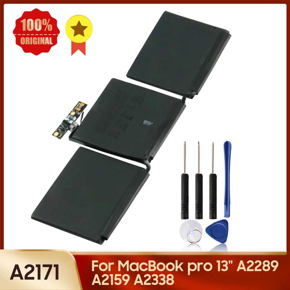 Enlarge Genuine Laptop Battery A2171 for MacBook Pro 13 2019 A2159 A2289 A2338 Original Replacement Battery +tools 5103mAh