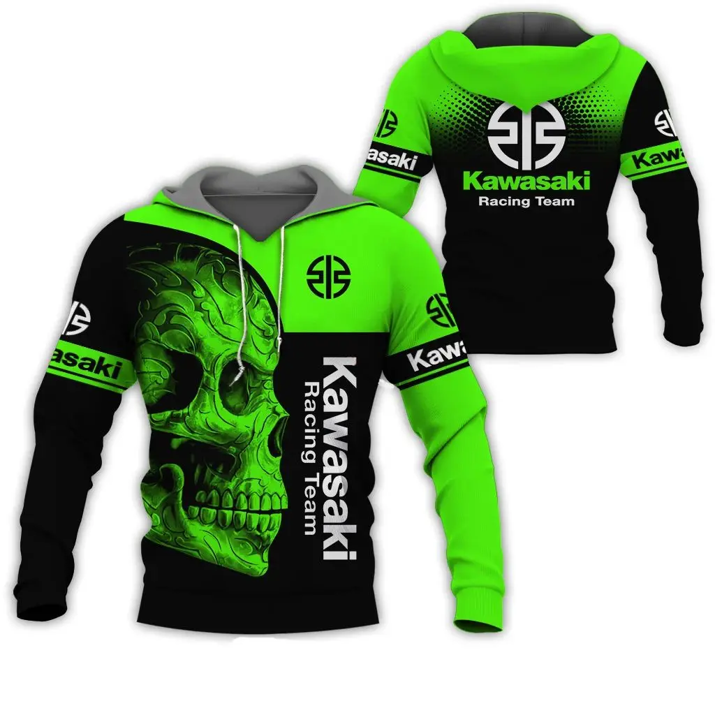 2024 Spring and Autumn 3D printed Kawasaki Ninja Motorcycle Ride off-road jumper extreme sports adventure unisex hoodie