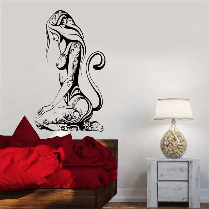Наклейка на стену сексуальная девушка кошка животное абстрактный узор красивая