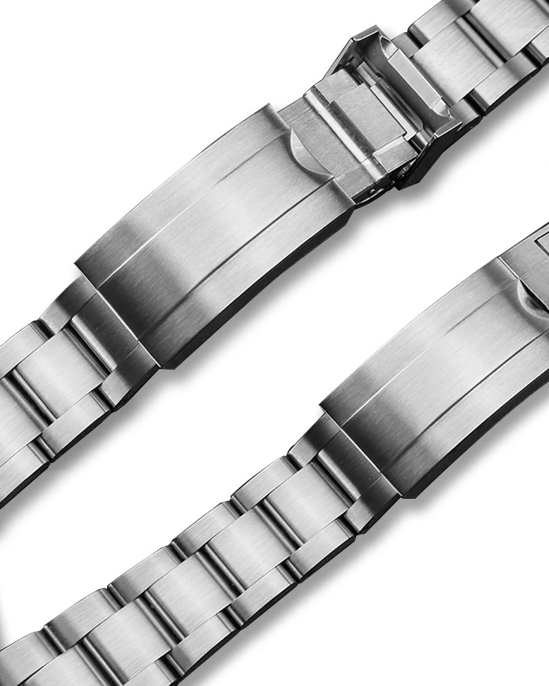 20mm Super Quality 904L Stainless Steel Curved End Watchband Fit for Rolex Strap For Submariner Watch Band Glide Folding Buckle