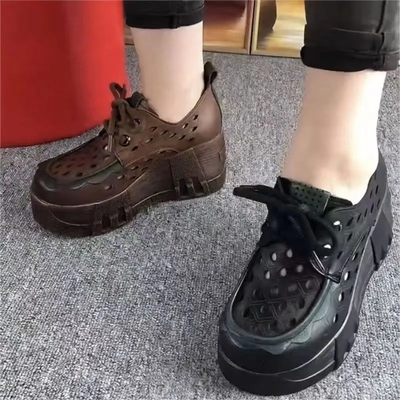 

Женские босоножки в стиле ретро, Летние удобные туфли на плоской подошве в британском стиле, дышащие элегантные женские лоферы на высоком каблуке, повседневная обувь, 2022