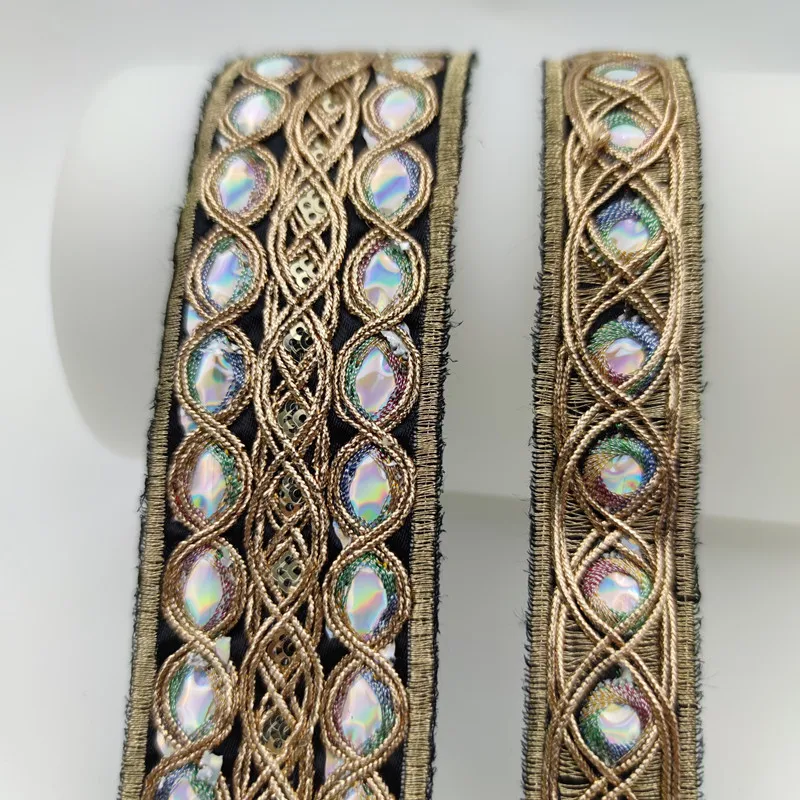 

Кружево для свадебного платья, 2,5/4,5 см, ширина кружево из золотых нитей