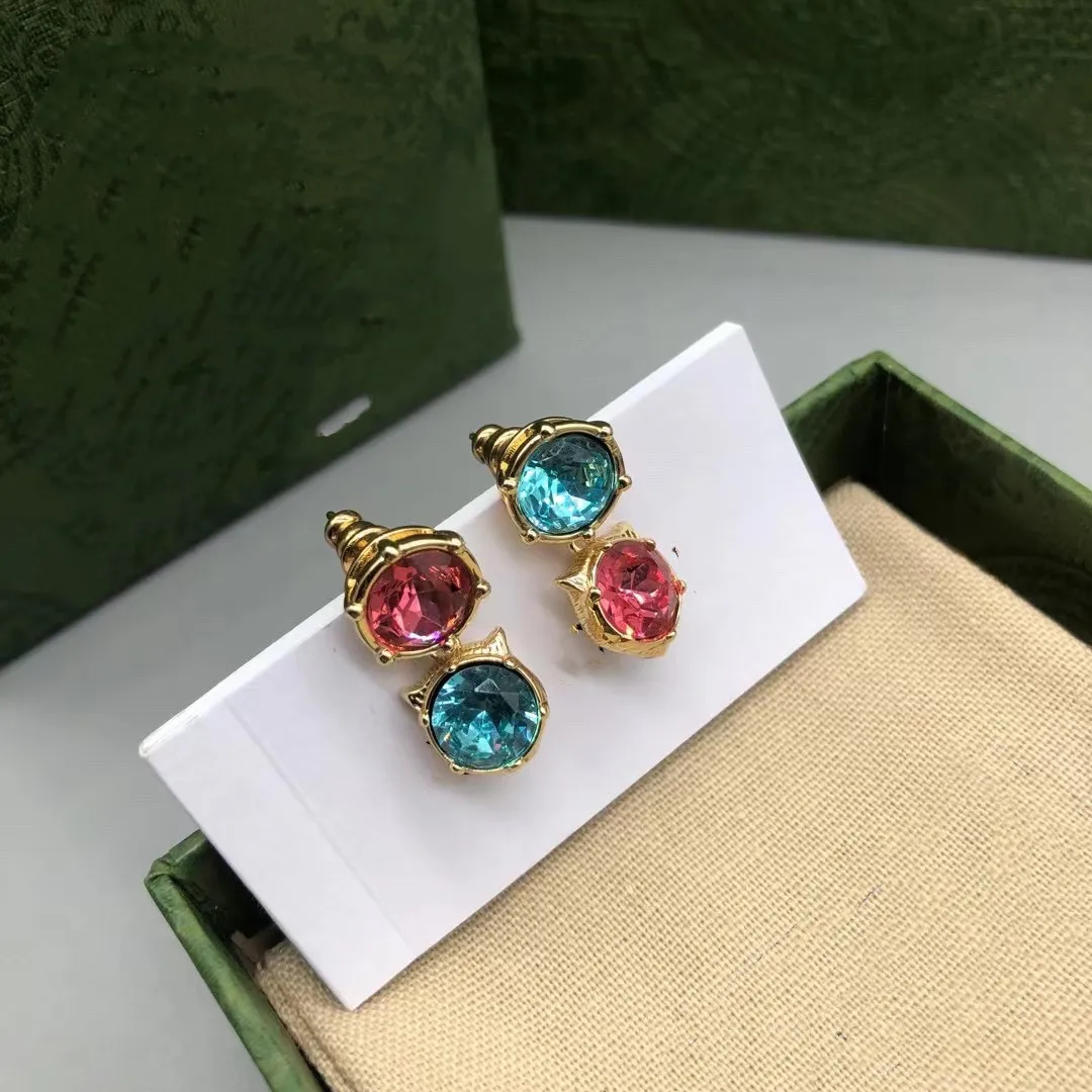 

European and American Vintage Crystal Gem Earrings