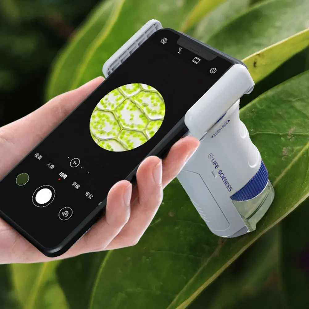 Карманный мини-микроскоп 60X-120X ручной микроскоп на батарейках со стандартной