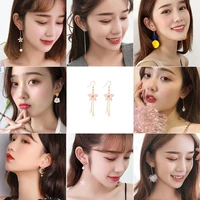 wholesale cute earrings korean fashion flower earrings stainless steel female temperament long and thin fashion earrings