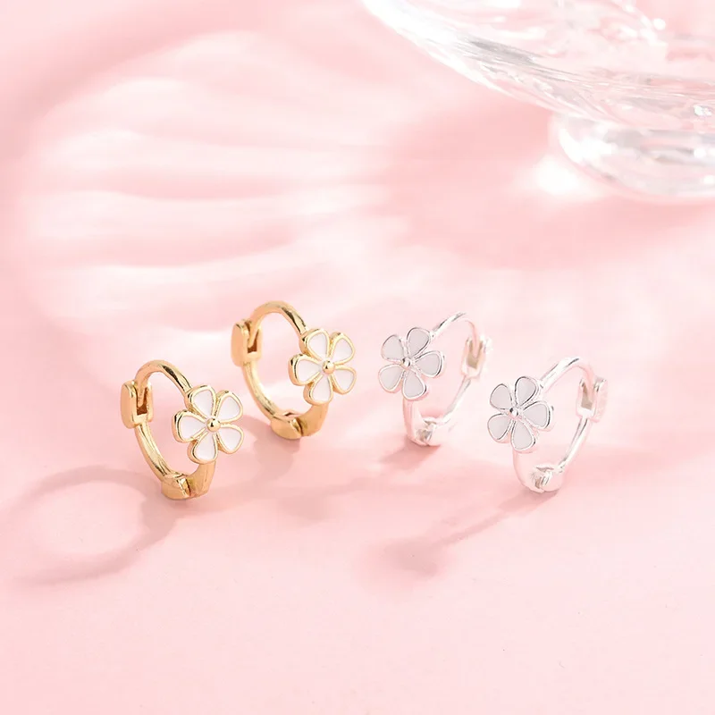 Серьги-кольца женские медные изящные повседневные украшения в виде цветков цвет