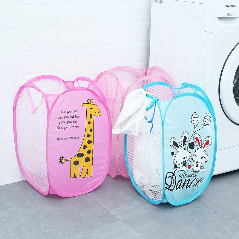 Foldable Dirty Clothes Blue Basket Cartoon Laundry Storage Children's Toy Sundries Sto