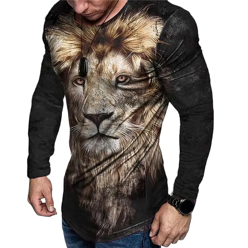 

Футболка Мужская/Женская с 3D-принтом льва, Топ с длинным рукавом, с рисунком животного, в стиле хип-хоп