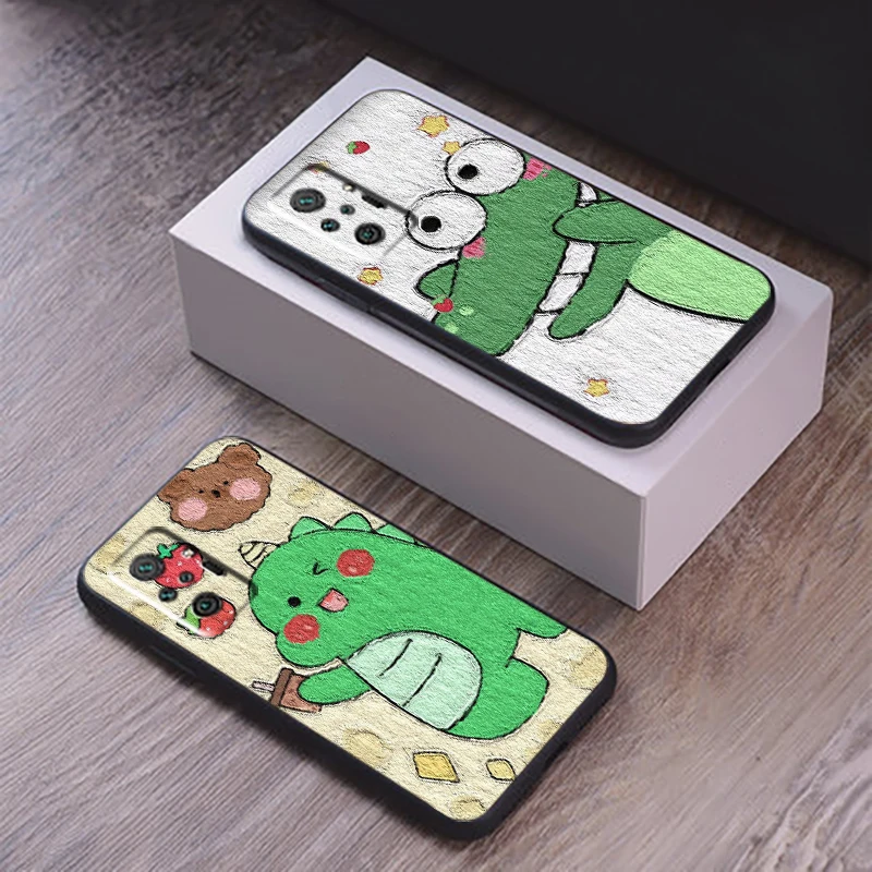 

Cute Cartoon Bear Oil Painting Phone Case For Xiaomi Redmi 9 9T 9i 9AT 9A 9C 10S Note 9 10 Pro MAX 5G Silicone Cover Back Black