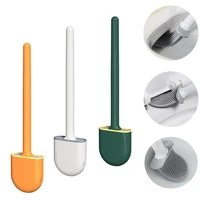bathroom silicone toilet brush holder ventilation slot base non slip plastic handle bendable cleaning corner brush