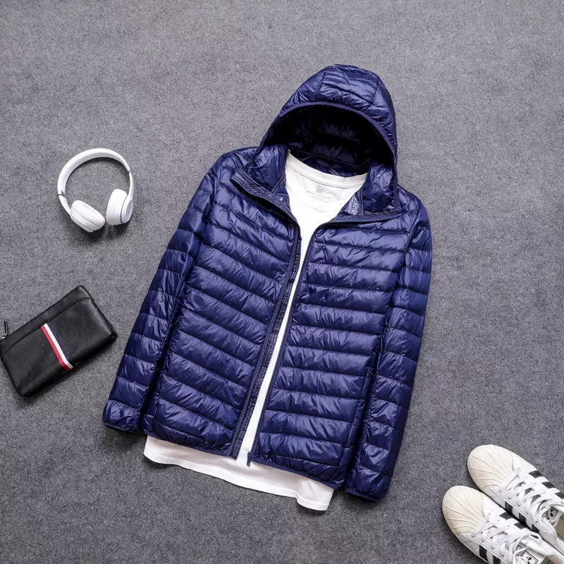 New2022 Men Ultralight Thin Down Jacket White Duck Down Hooded Jackets Full Sleeve Warm Coat Parka Portable Outwear