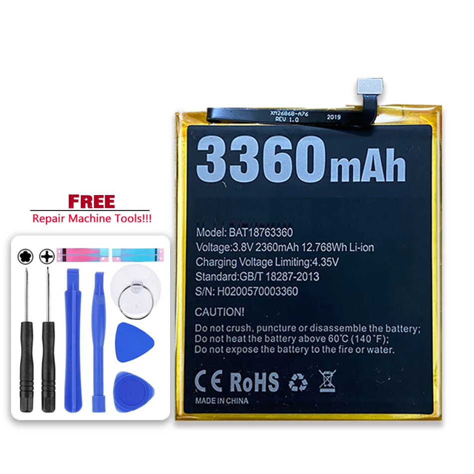 

Новый аккумулятор 3360 мАч BAT18763360 Для Doogee Y7 N10, высококачественный аккумулятор, запасные батареи