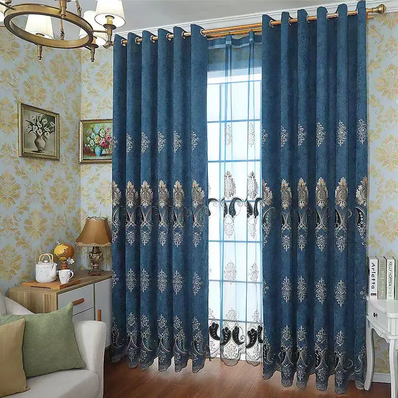 (10008) простые европейские плотные занавески с вышивкой в европейском стиле