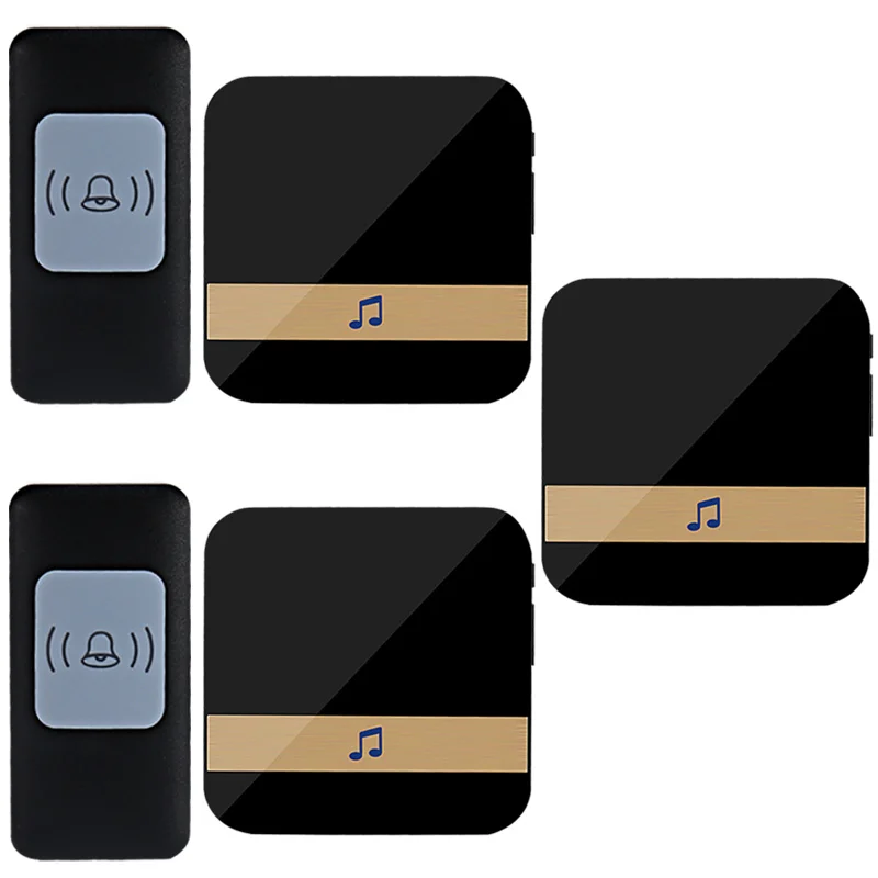 

AC110-240V умный беспроводной дверной звонок с диапазоном 300 м, 52 мелодий звонка, домашний звонок, 1, 2 кнопки, 1, 2, 3, приемники, Ue/au/ru/usa, новый