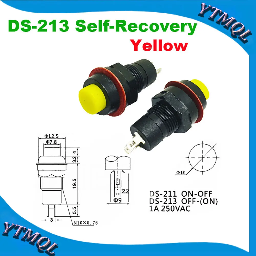 10 шт. DS-211 DS-213 кнопочный переключатель мм Sesaat/Diri Penguncian Tombol Bulat Switch DS211 DS213 Miniatur