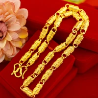 luxury 24k gold plated solid copper coin necklace for men fashion generous clavicle chain fading wedding anniversary jewelrygift