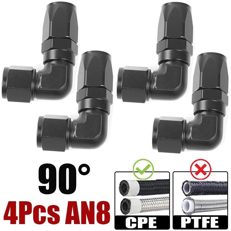 4 шт., 45 градусов, 90 градусов, алюминий AN4 AN6 AN8 AN10 AN12, кованый тип, поворотный фитинг шланга, адаптер для масляного радиатора CPE, топливопровод