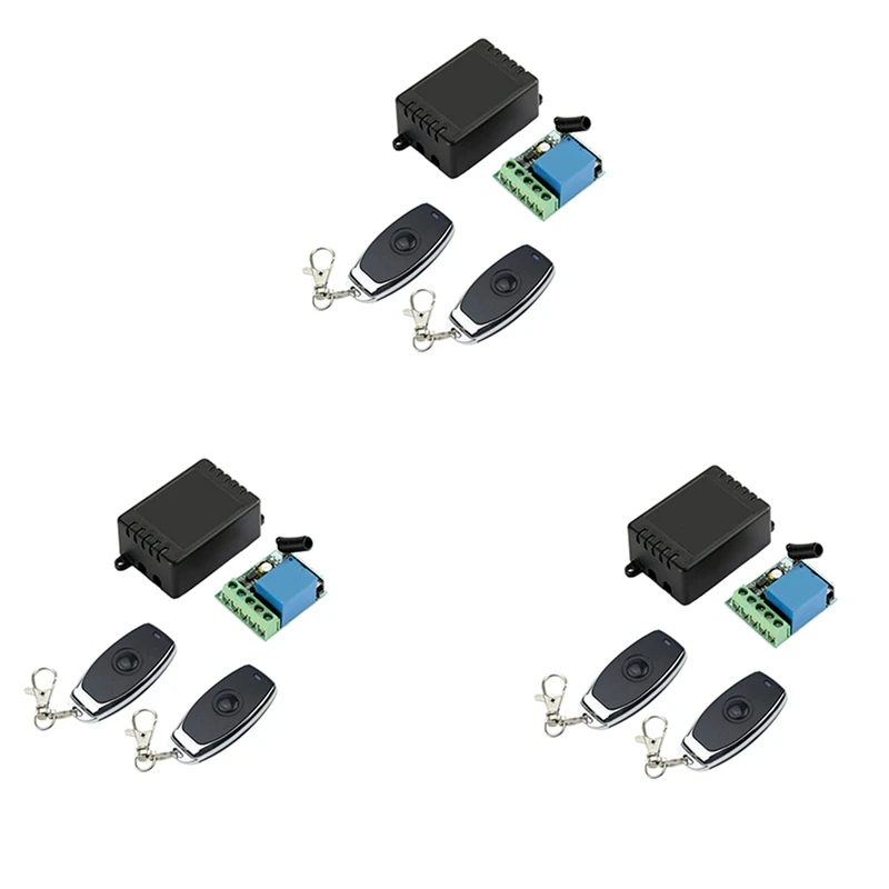 HLZS-3X 433 мгц радиочастотный беспроводной переключатель, приемник постоянного тока 12 В, модуль релейного приемника с 2 шт. универсальных беспроводных пультов дистанционного управления