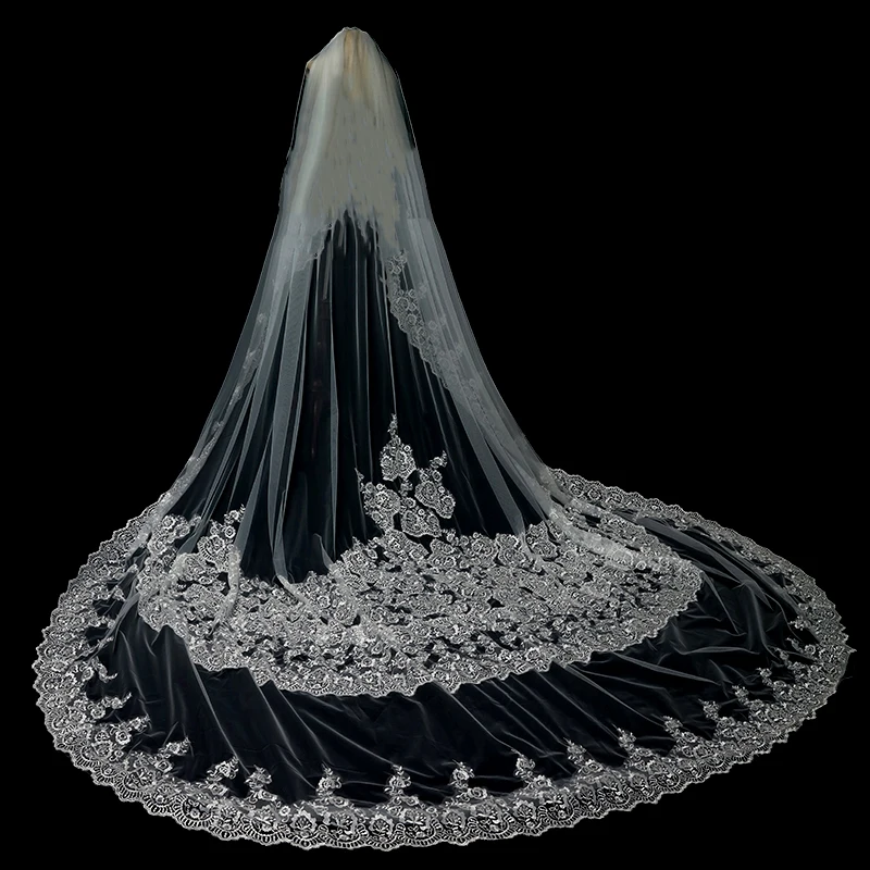 

New bridal wedding master wedding dress headdress wedding super long tail lace sequin headdress