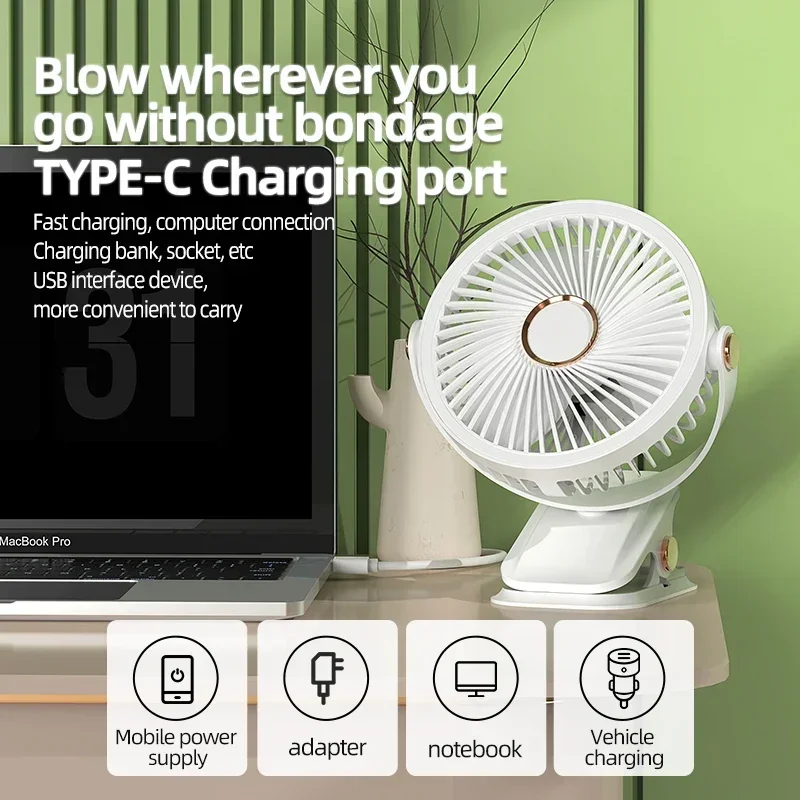 Настольный Перезаряжаемый USB-вентилятор с клипсой портативный мини-вентилятор