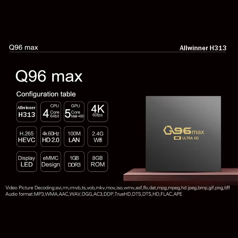 Фото q96 max Smart TV Box 4G WIFI Телеприставка 8 ГБ 128 ГБ Android 14.0 Медиаплеер Allwinner H313 Четырехъядерный процессор iptv №2