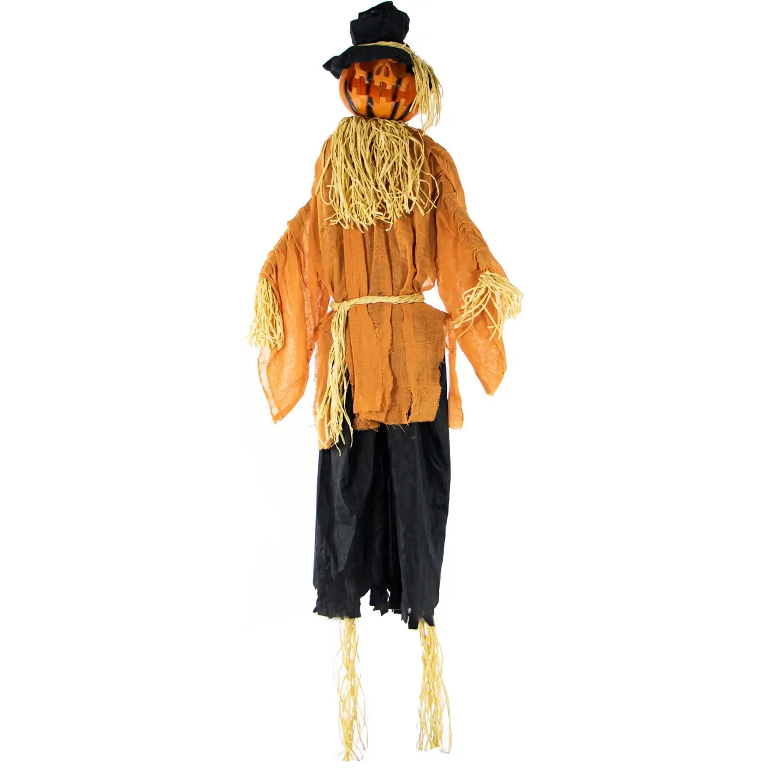 

Animatronic Pumpkin Scarecrow Indoor/Covered Outdoor Halloween Decoration, 6-ft.