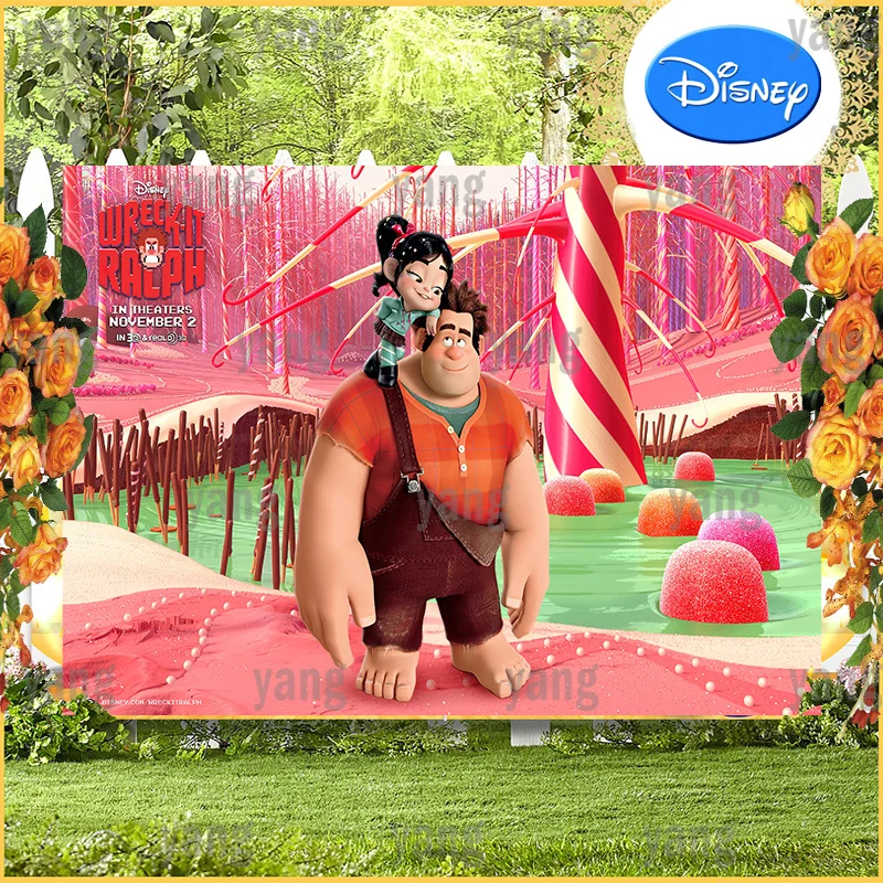 Wreck-It Ralph Disney Custom Baby Shower Photography Backgrounds Banner Backdrop Lovely Girls Birthday Party Cartoon Decoration