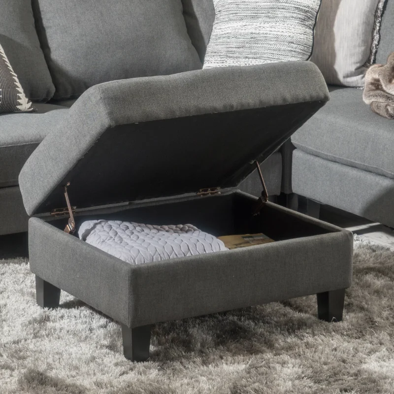 

Noble House Sahara Fabric Storage Ottoman, Dark Grey furniture