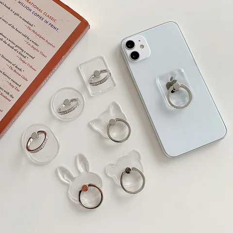 Кольцо-держатель для сотового телефона с бриллиантами, прозрачный держатель на палец, Поворот на 360 градусов, подставка, совместимые с iphone