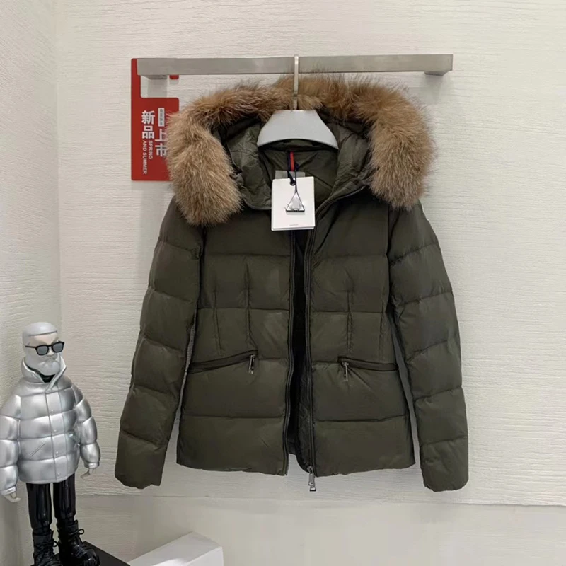 

Новинка 2023, зимний пуховик, утепленная кожаная куртка с меховым воротником и капюшоном, белый гусиный пуховик, пальто, женская одежда высокого качества