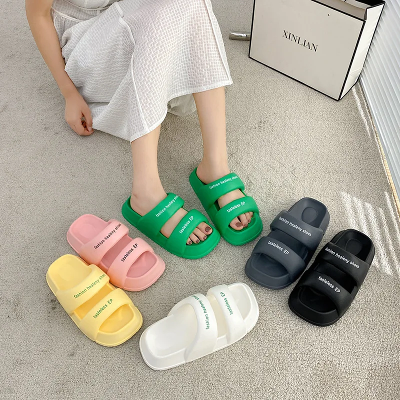 Summer EVA slippers female European and American ins tide thick soles double soft soles lovers beach sandals