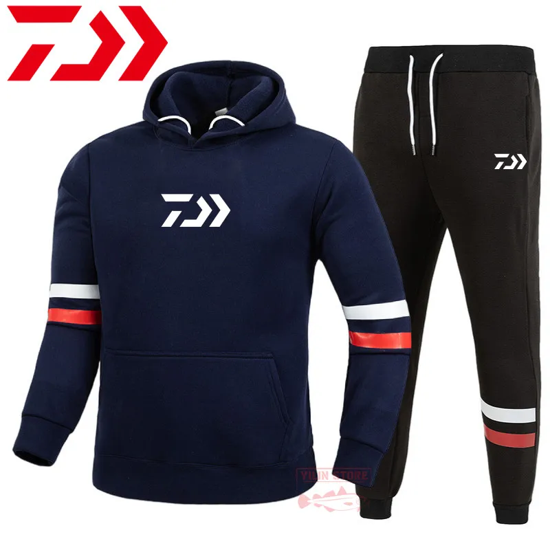 

Новинка, весенне-осенние Рыболовные костюмы Daiwa, Мужская Уличная походная одежда, модная бархатная толстовка с капюшоном, Спортивная одежда на шнурке